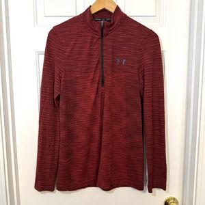 Under Armour Threadborne HeatGear Shirt Men's Small Burgundy‎ Fitted 1/4 Zip